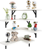 L Shaped Floating Corner Shelf White with Black Brackets - Set Of Four