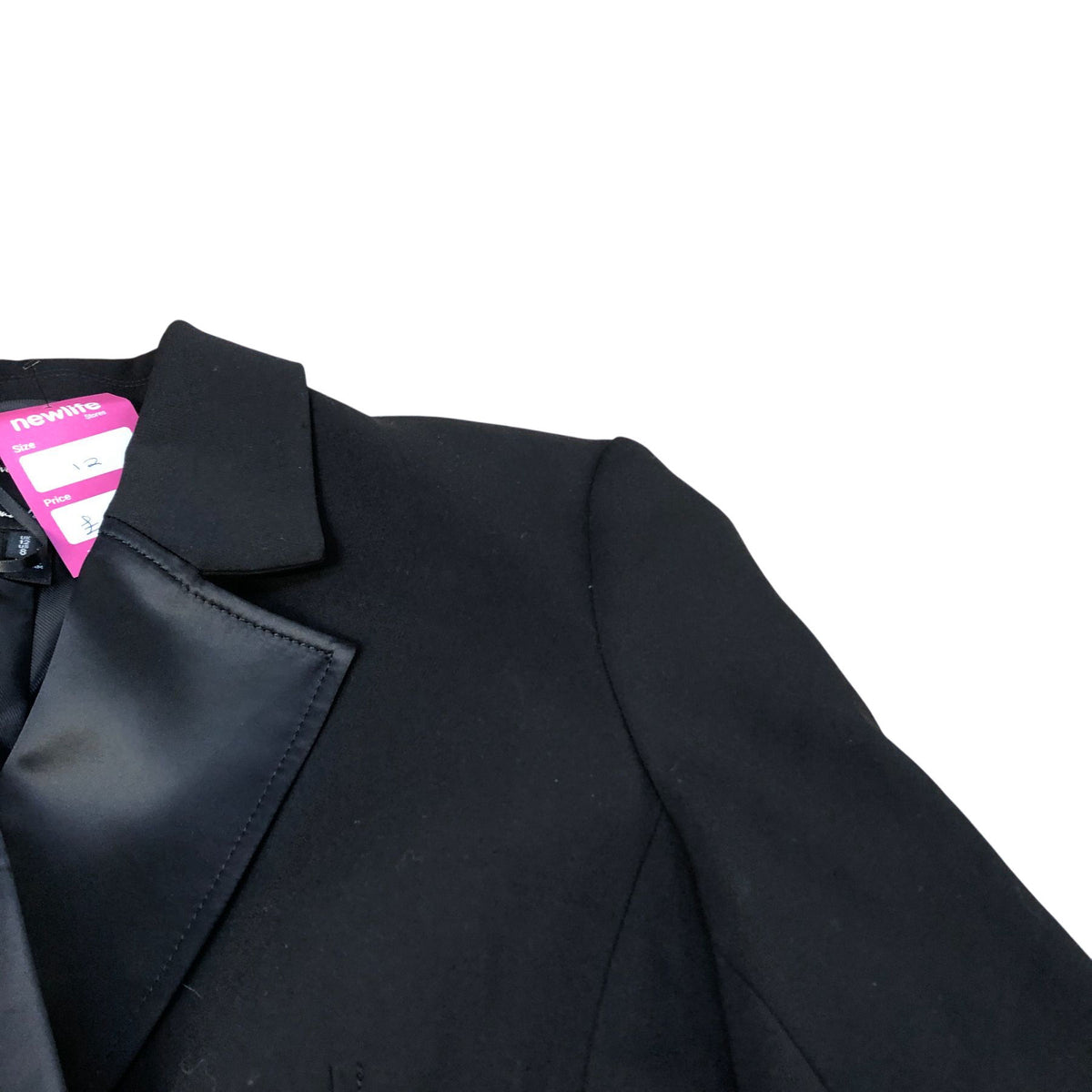 River Island Double Breasted Blazer Jacket UK12 Women's Black Satin Lapel Smart
