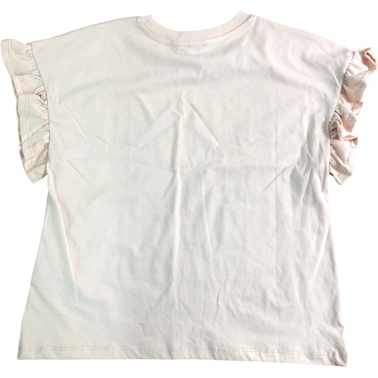 RIVER ISLAND Girls Graphic T-Shirt Size 12 Years Pink Ruffle Sleeve Top