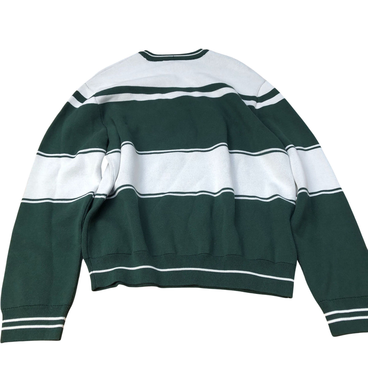 River Island Members Privés Crew Neck Jumper UK Size M Green White Stripes