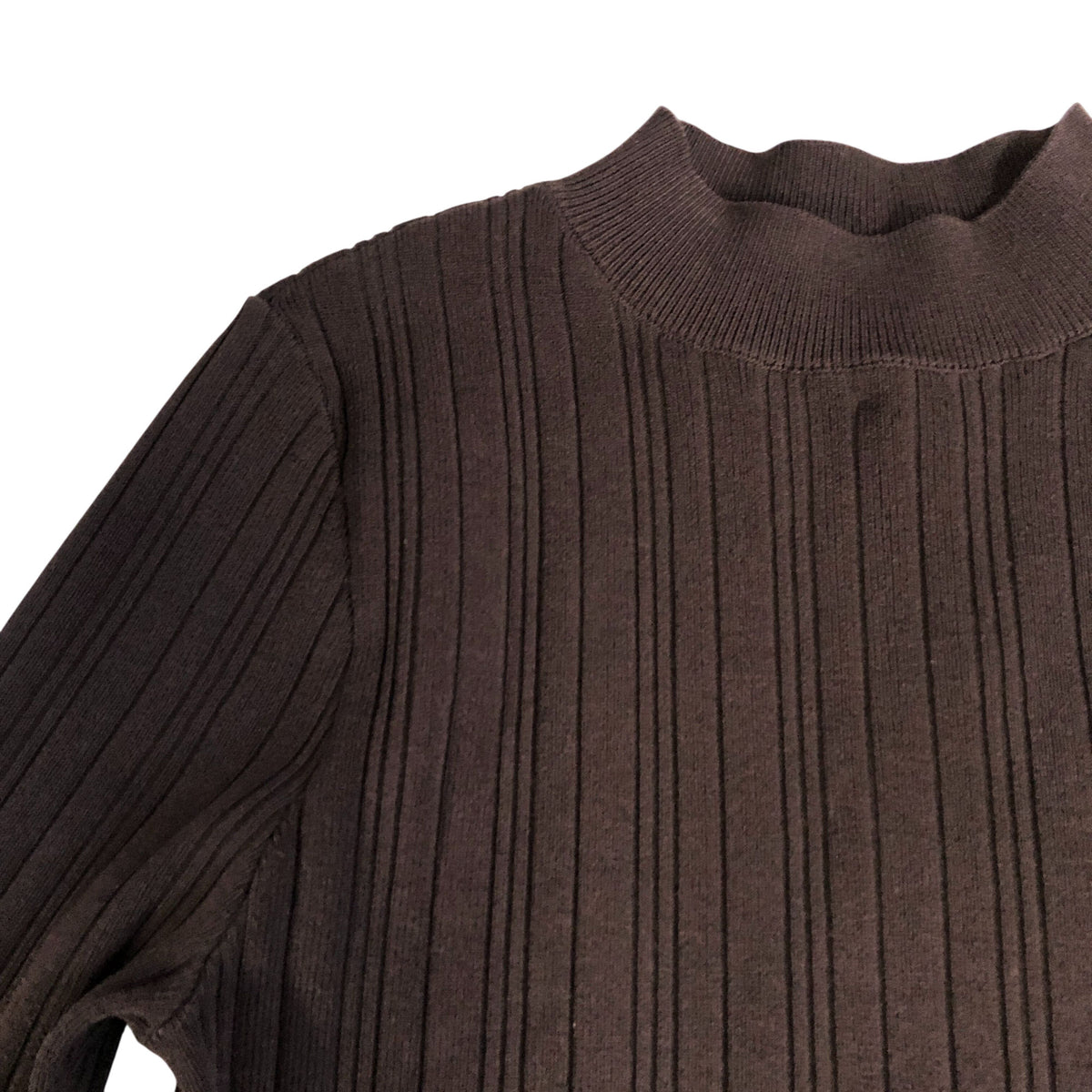 River Island Women's Knitted Hybrid Faux Leather Brown Pleated Dress Medium