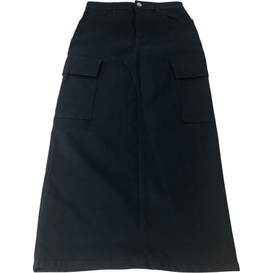 Black Cargo Midi Skirt Women's Cotton Blend Casual Chic UK8