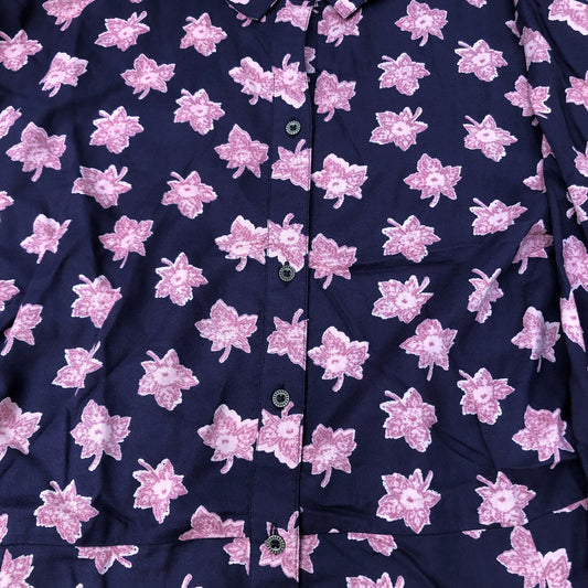 Floral Print Maxi Dress UK Size 22 Women's Long Sleeve Viscose Navy