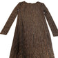 Long Sleeve Midi Dress UK10 Women's Brown Metallic Ribbed Stretch