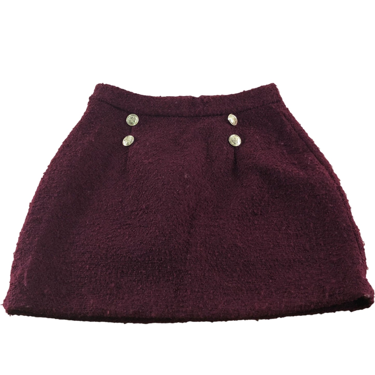 River Island Women's Maroon A-Line Skirt Size UK8 Wool Blend
