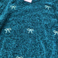 Green Sweater UK Size 22 Women's Knit Jumper Bow Embroidery