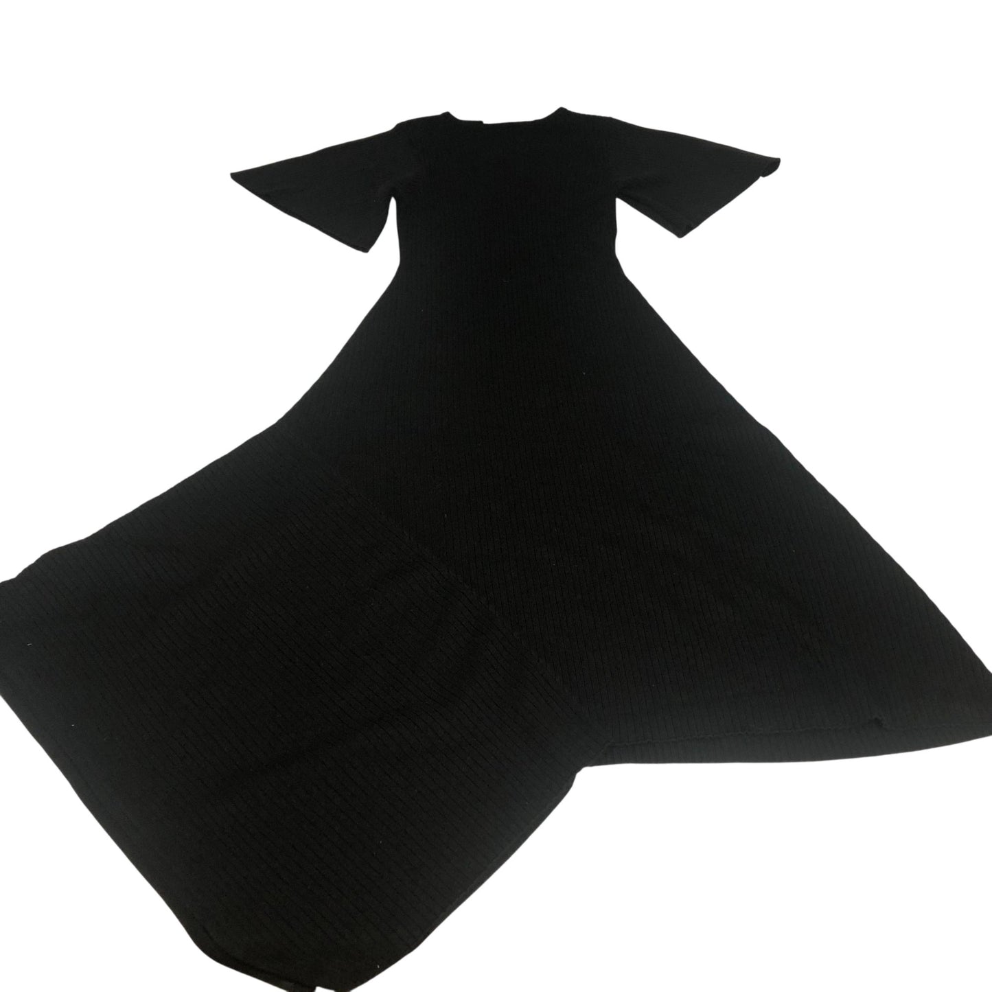 Black Ribbed Flared Dress Women's Short Sleeve Casual XS