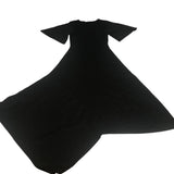 Black Ribbed Flared Dress Women's Short Sleeve Casual XS