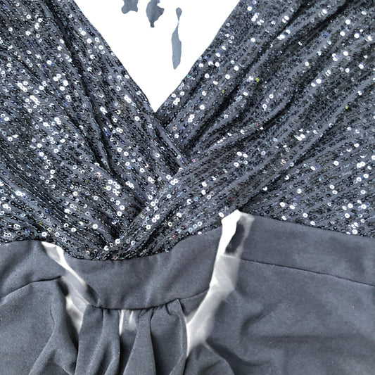 Sequin Detail Dress UK Size 16 Women's Evening Wear Black Glamour