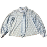 River Island Blue Polka Dot Blouse With Tie Size 12