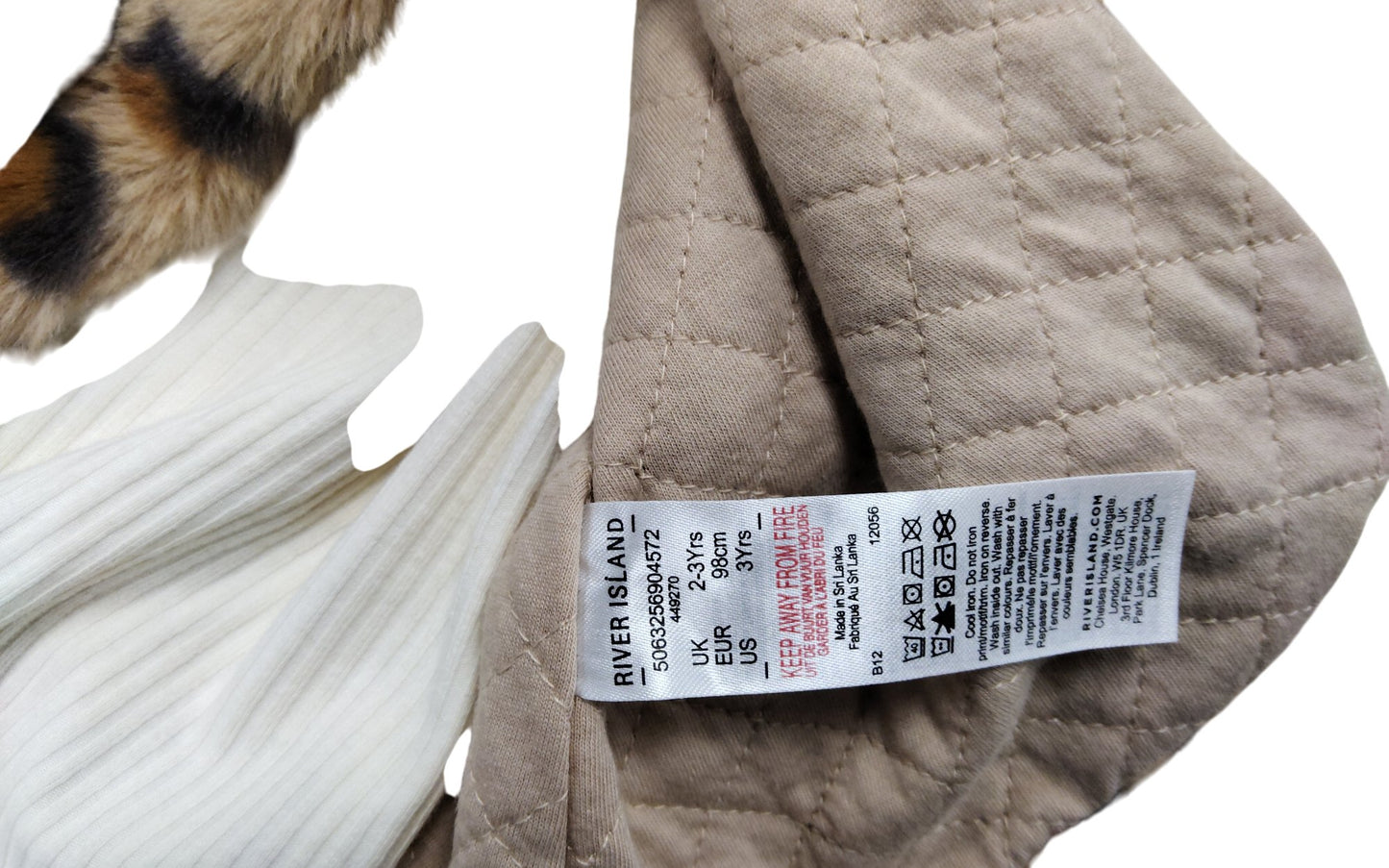 River Island Mini Leopard Print Faux Fur Vest 2-3 Years Girls Cream Animal