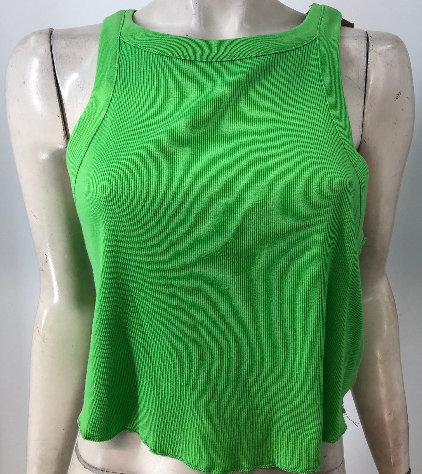 River Island Essential Tank Top UK18 Women's Bright Green Ribbed Sleeveless