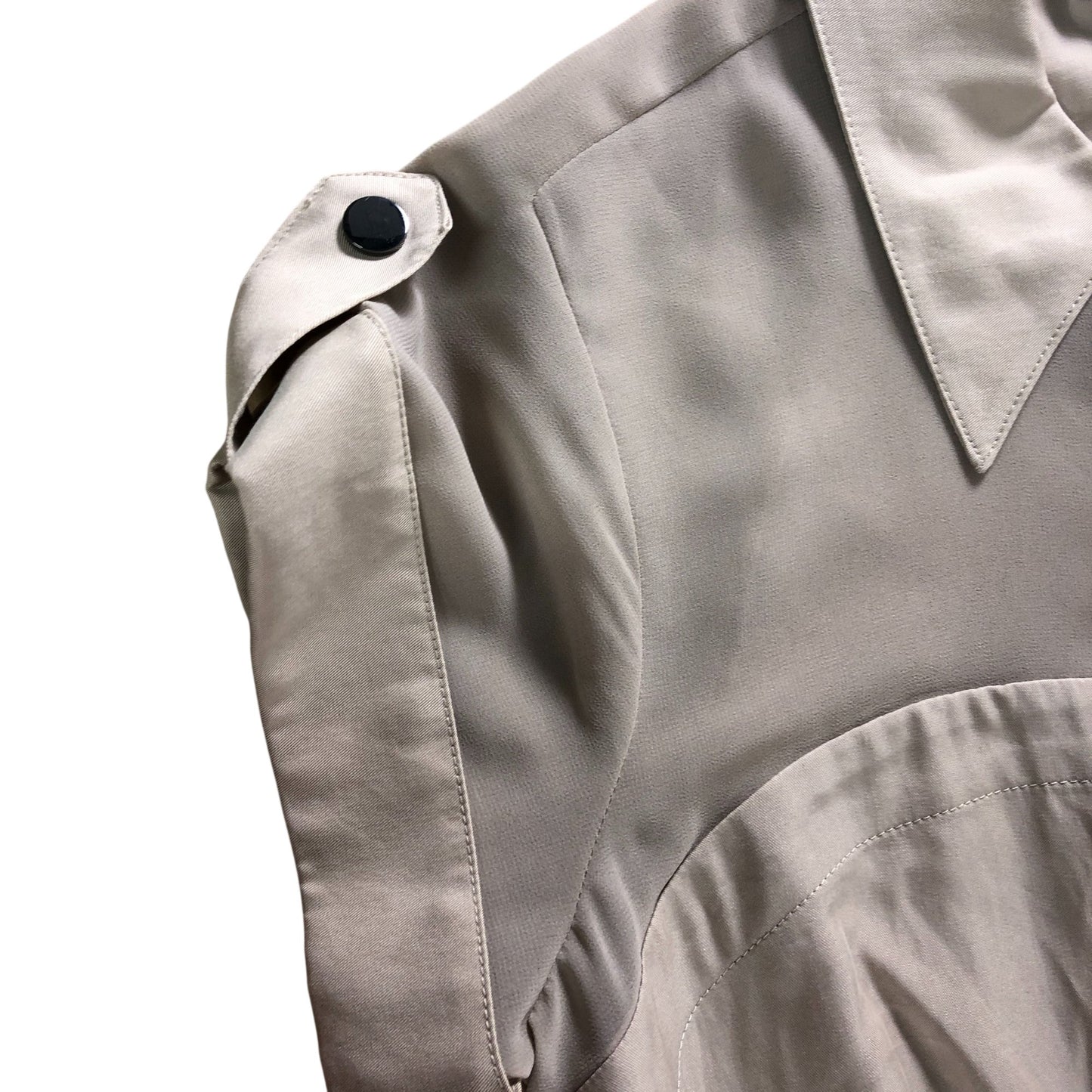 Shirt Dress UK10 Women's Khaki Short Sleeve Button Up