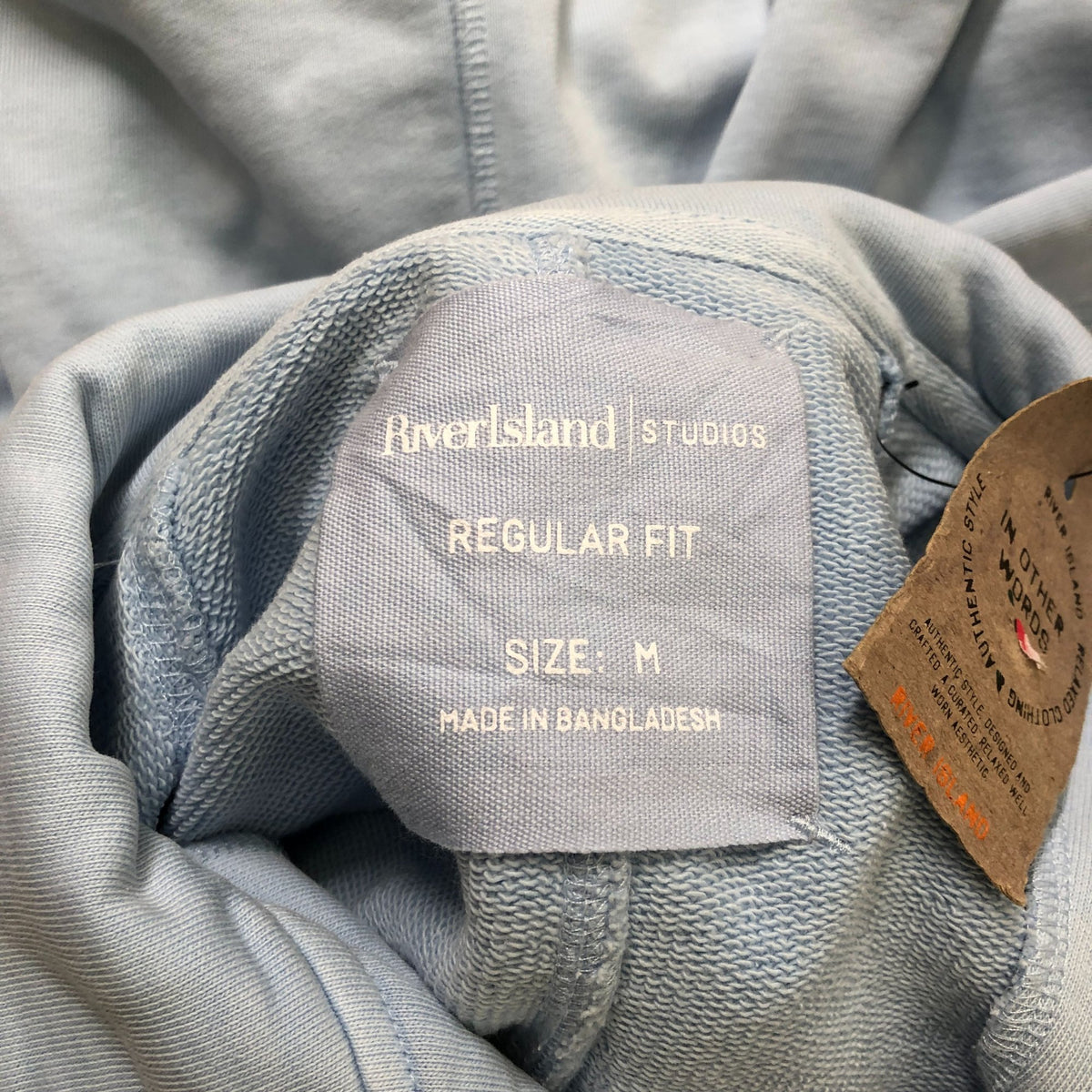 River Island Short Sleeve Casual Shirt Size M Men's Blue Cotton Regular Fit
