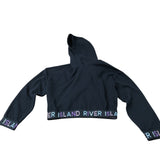 River Island Cropped Hoodie Girl's Black With Rainbow Logo 9-10 Years