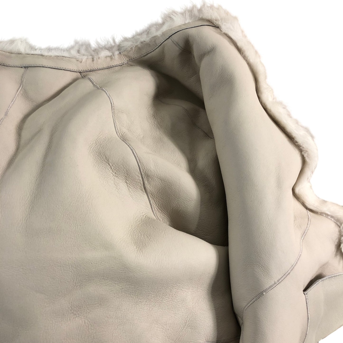 Curly Sheepskin Short Coat M/L Women's Ivory Thick Warm Furry Outerwear