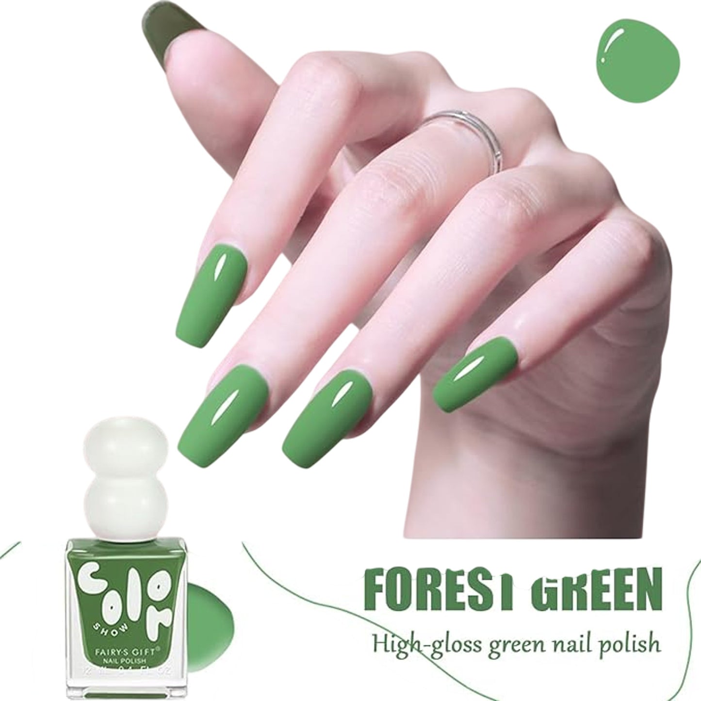 Color Show Fairy's Gift Forest Green Nail Polish Quick Drying Vibrant Glossy