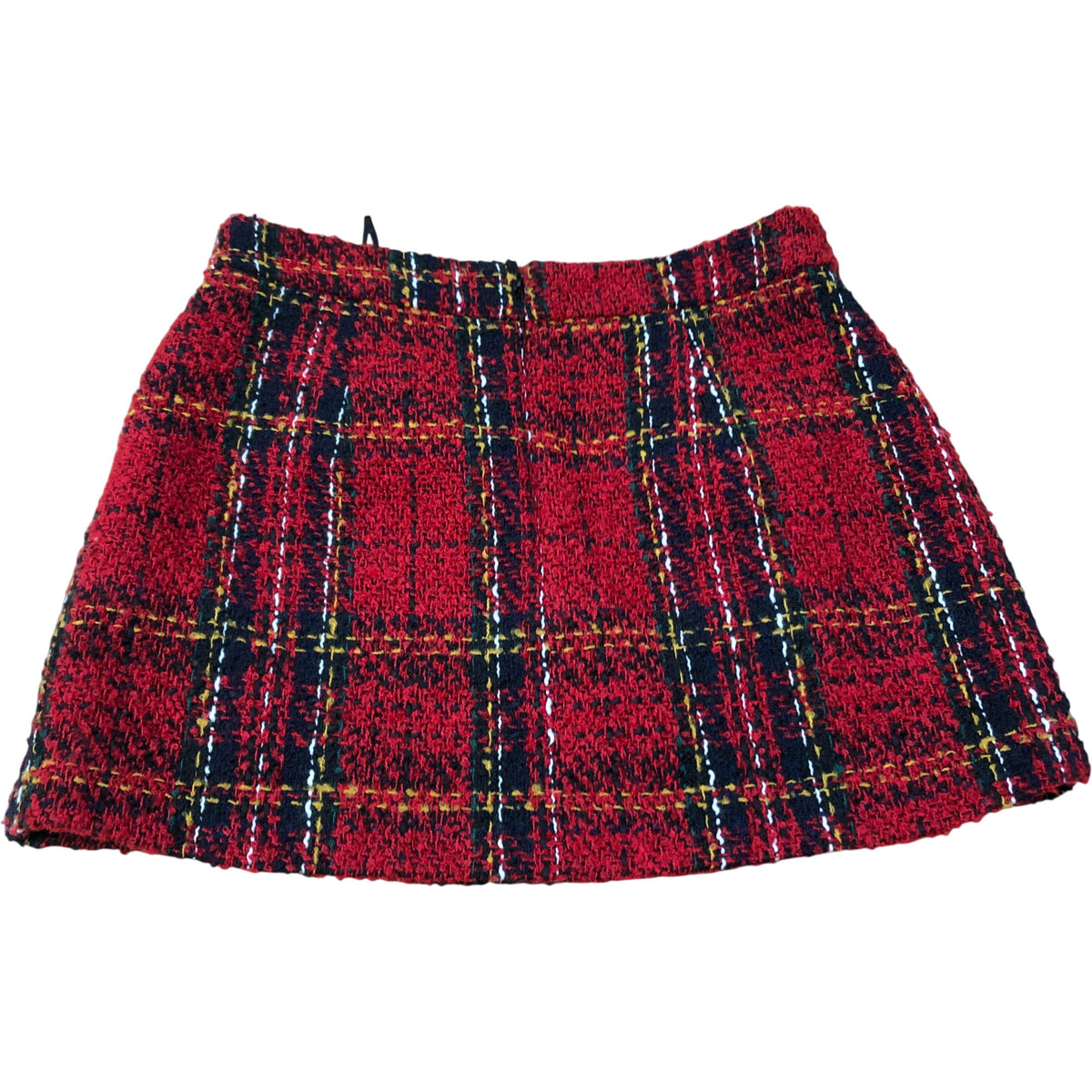 River Island Red Check Pattern Mini Skirt Size 12 Women's Tweed Style Elegant