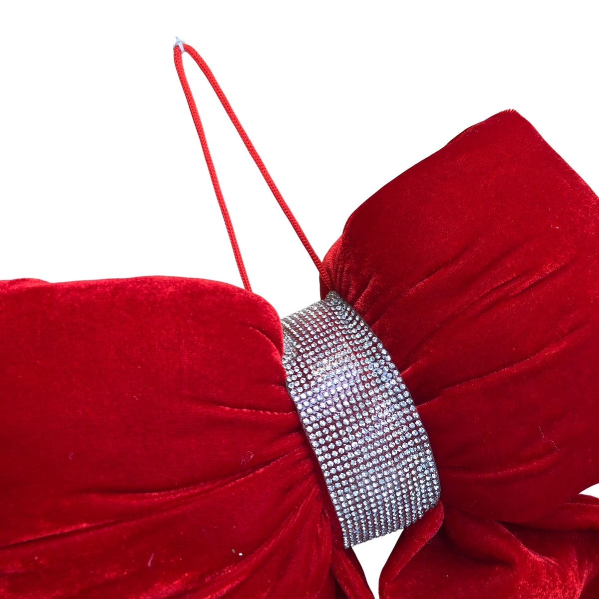 Velvet Diamante Red Door Bow Christmas Decoration 15"