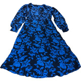 Crew Clothing Company Floral Maxi Dress Size 8 Women's Blue Viscose Long Sleeve