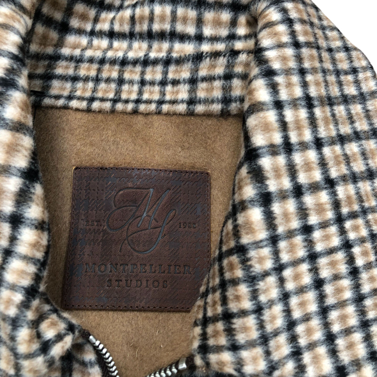 River Island Brown Check Wool Blend Zip Up Trucker Jacket