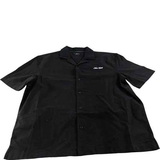 River Island Black Casual Shirt UK L Men Short Sleeve Lightweight Cotton
