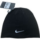 Nike Team Performance Beanie Hat One Size Unisex Black Embroidered Logo Warm