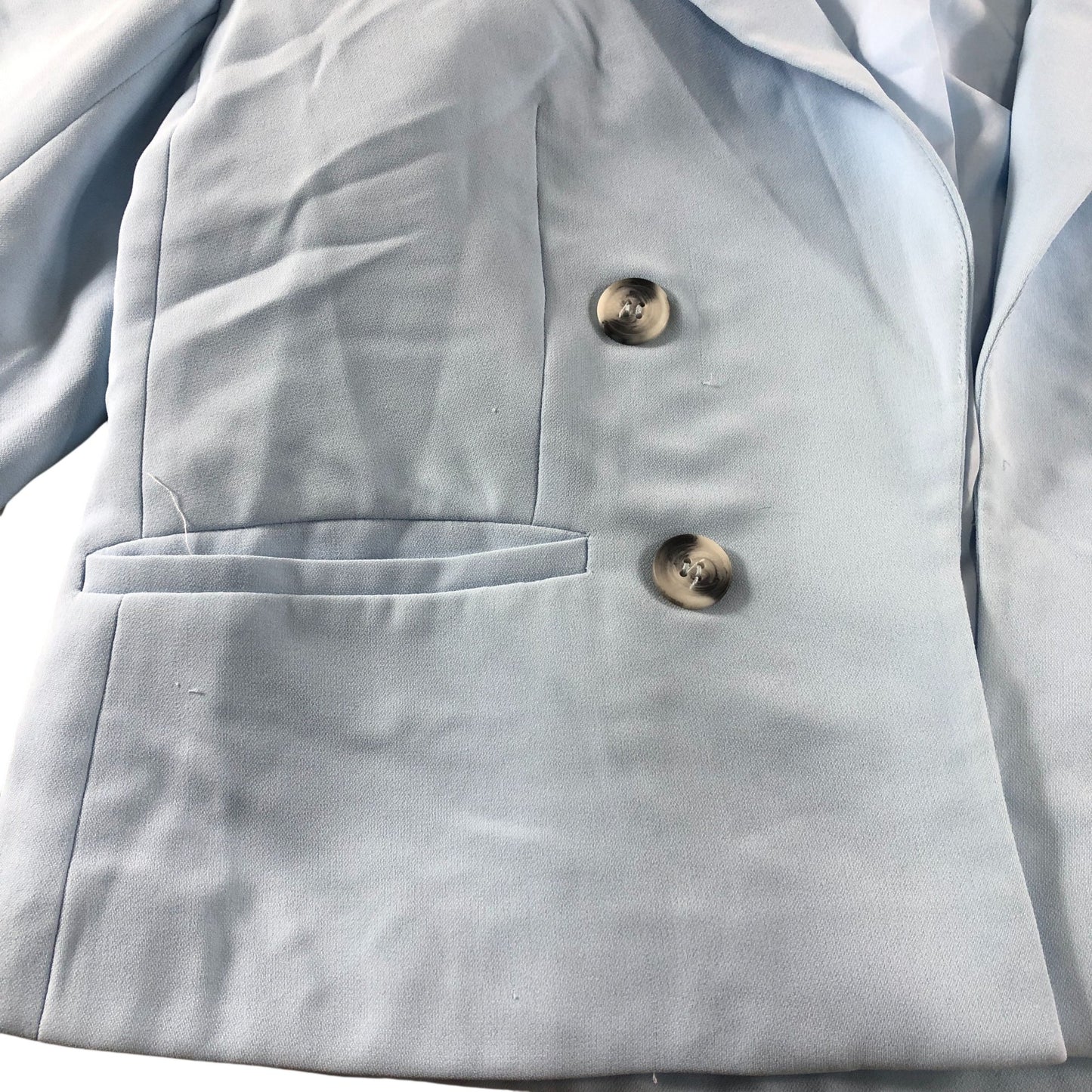 Sosandar Light Blue Double Breasted Blazer UK14 Women's Cropped Jacket