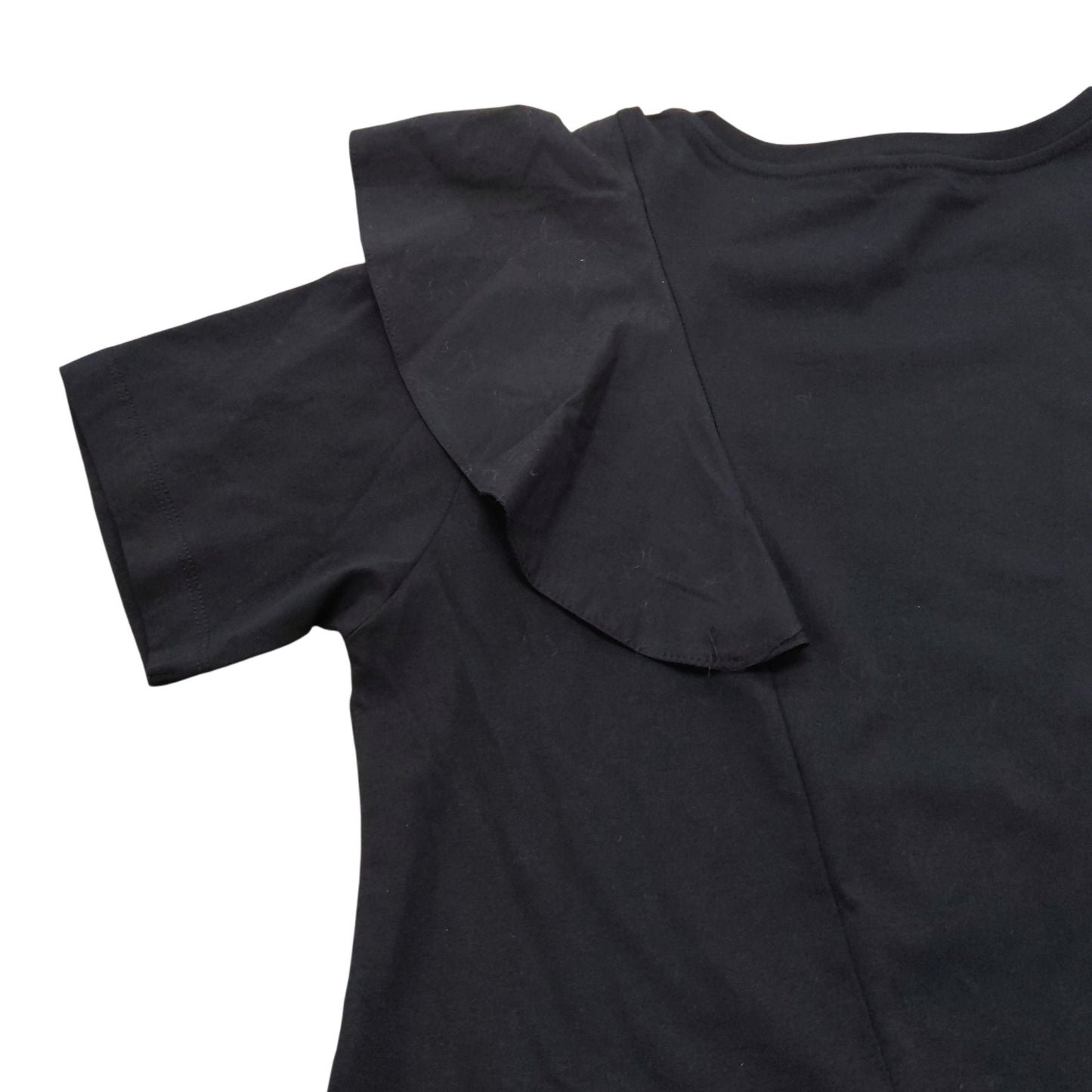 River Island Ruffle Sleeve Dress UK8 Women's Black Cotton Casual Evening