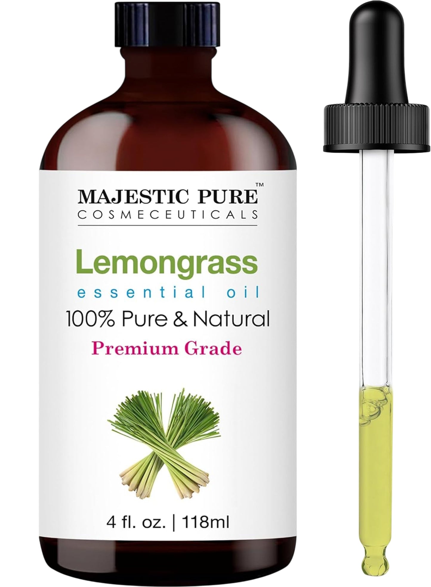 MAJESTIC PURE Lemongrass Essential Oil 4 Fl Oz 100 Percent Pure Natural Premium