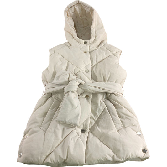 River Island Sleeveless Hooded Padded Vest UK7-8 Years Girls Quilted Cream