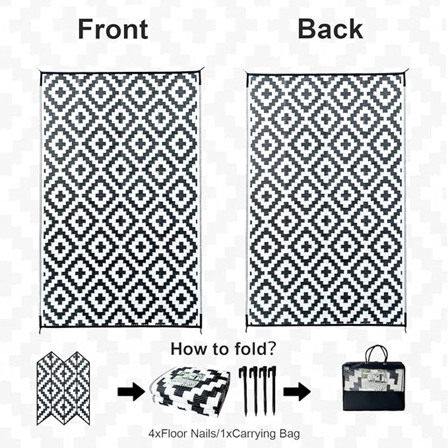 CHOSHOME Outdoor Rug for Garden 150x240CM Large Outdoor Rug