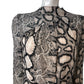 AllSaints Rizo Dress UK12 Women's Long Sleeve Snakeskin Print Ecru Midi