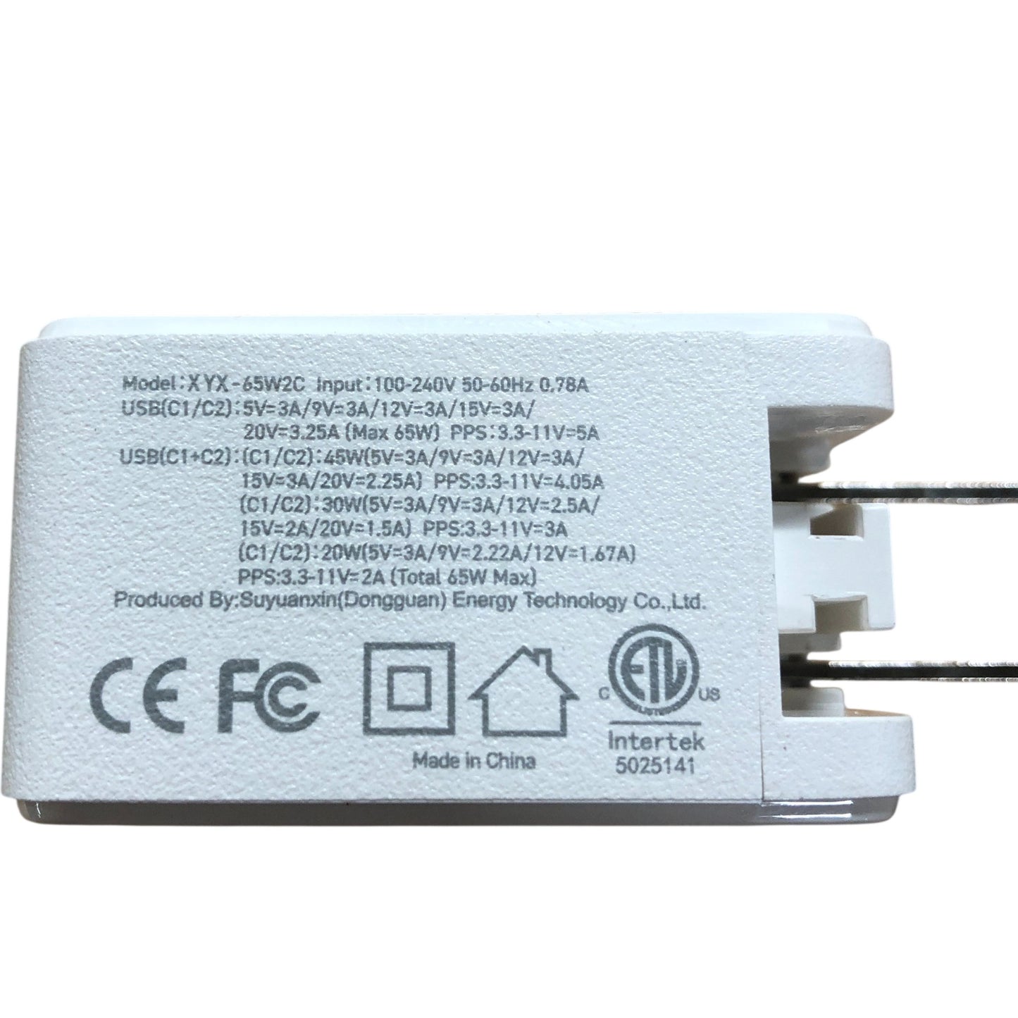 Yoocas White 65W GaN 2 Port Wall Charger USB C Fast Charger Compact Design