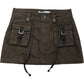 Remajie Women's Brown Mini Skirt Size S Stylish Pocket Design