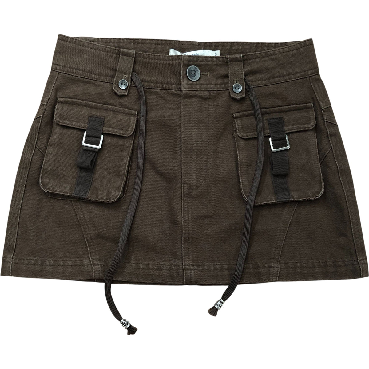 Remajie Women's Brown Mini Skirt Size S Stylish Pocket Design