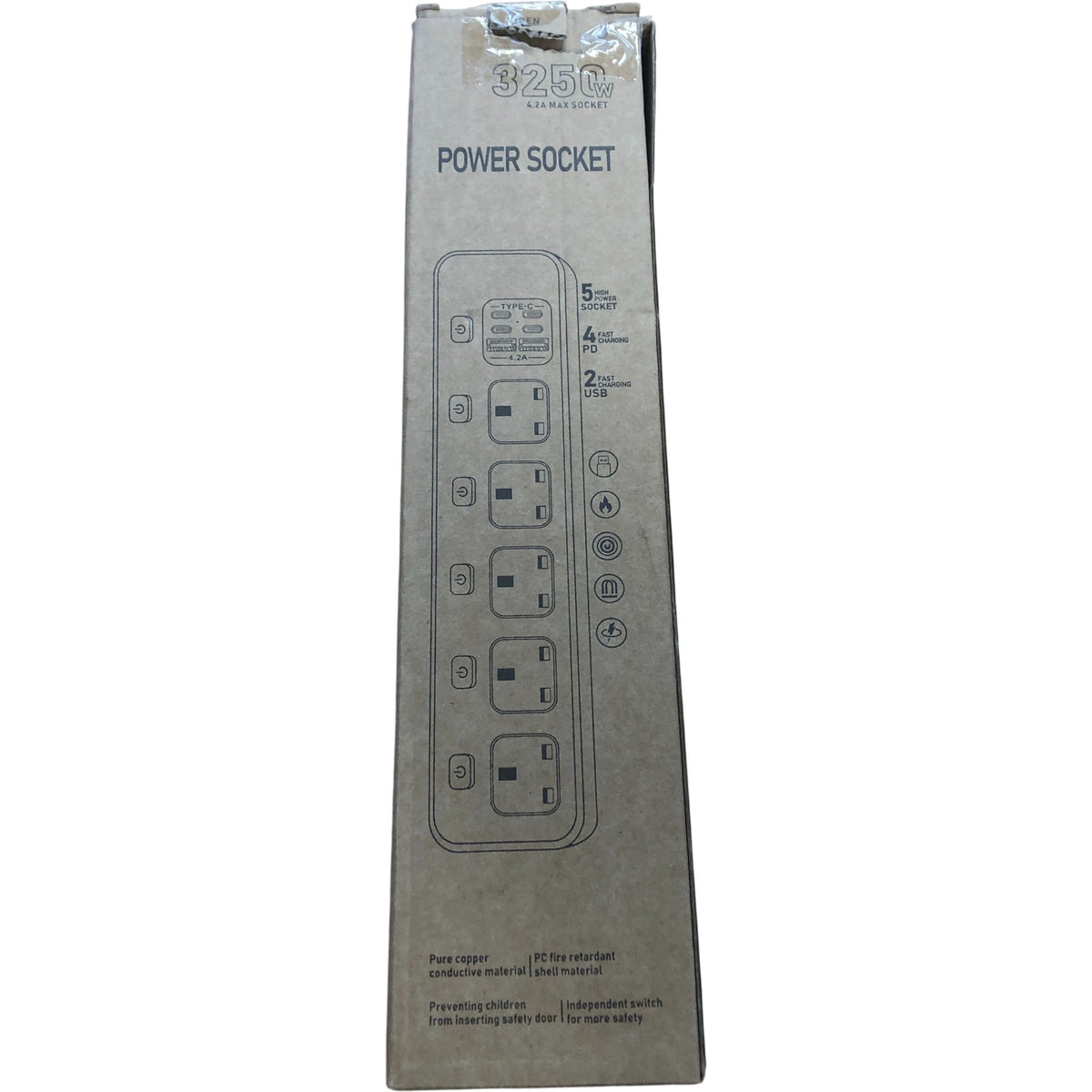 Bochlion Power Socket 3000W 5 Outlets USB Charging Ports Surge Protector