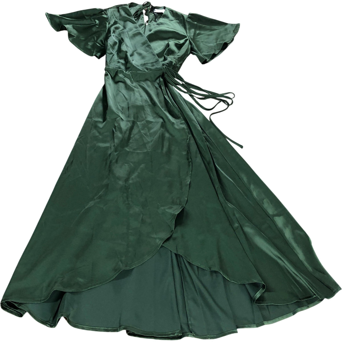 Rewritten Florence Waterfall Dress Size 8 Women's Olive Green Satin Long Dress