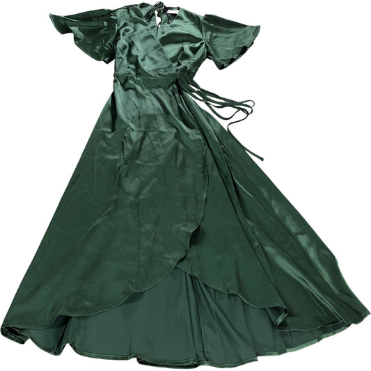 Rewritten Florence Waterfall Dress Size 8 Women's Olive Green Satin Long Dress