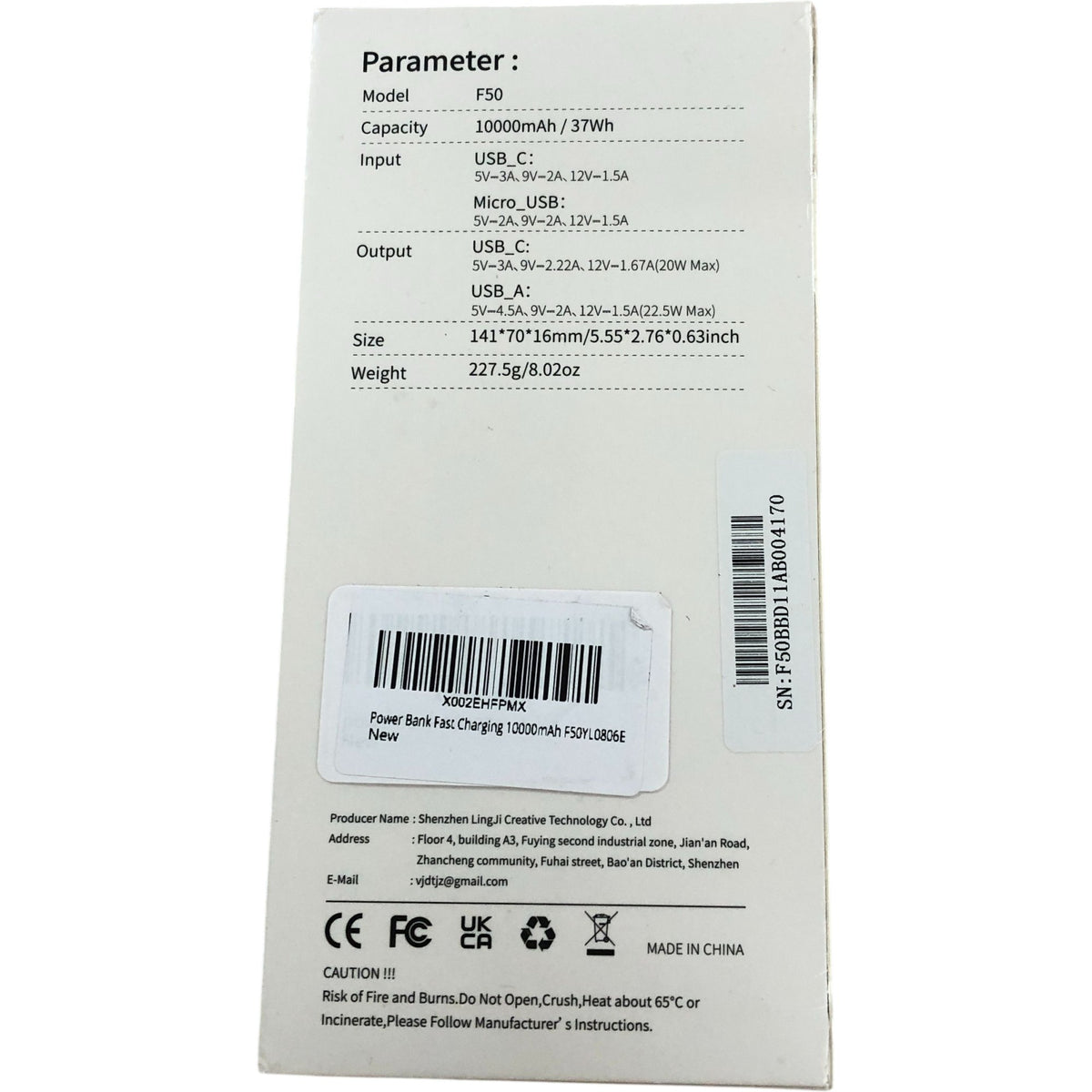 Ntaanoo F50 Power Bank 10000mAh Fast Charging USB-C Black Silver New