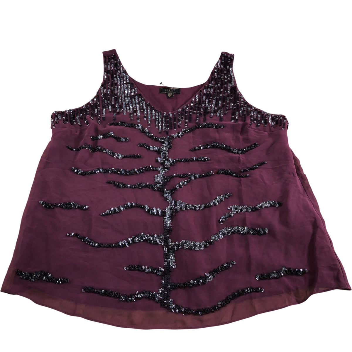 Lipsy London Sequin Tank Top UK16 Women's Purple Party Style