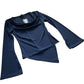 River Island Long Sleeve Top Women's Navy Cowl Neck Flare Hem