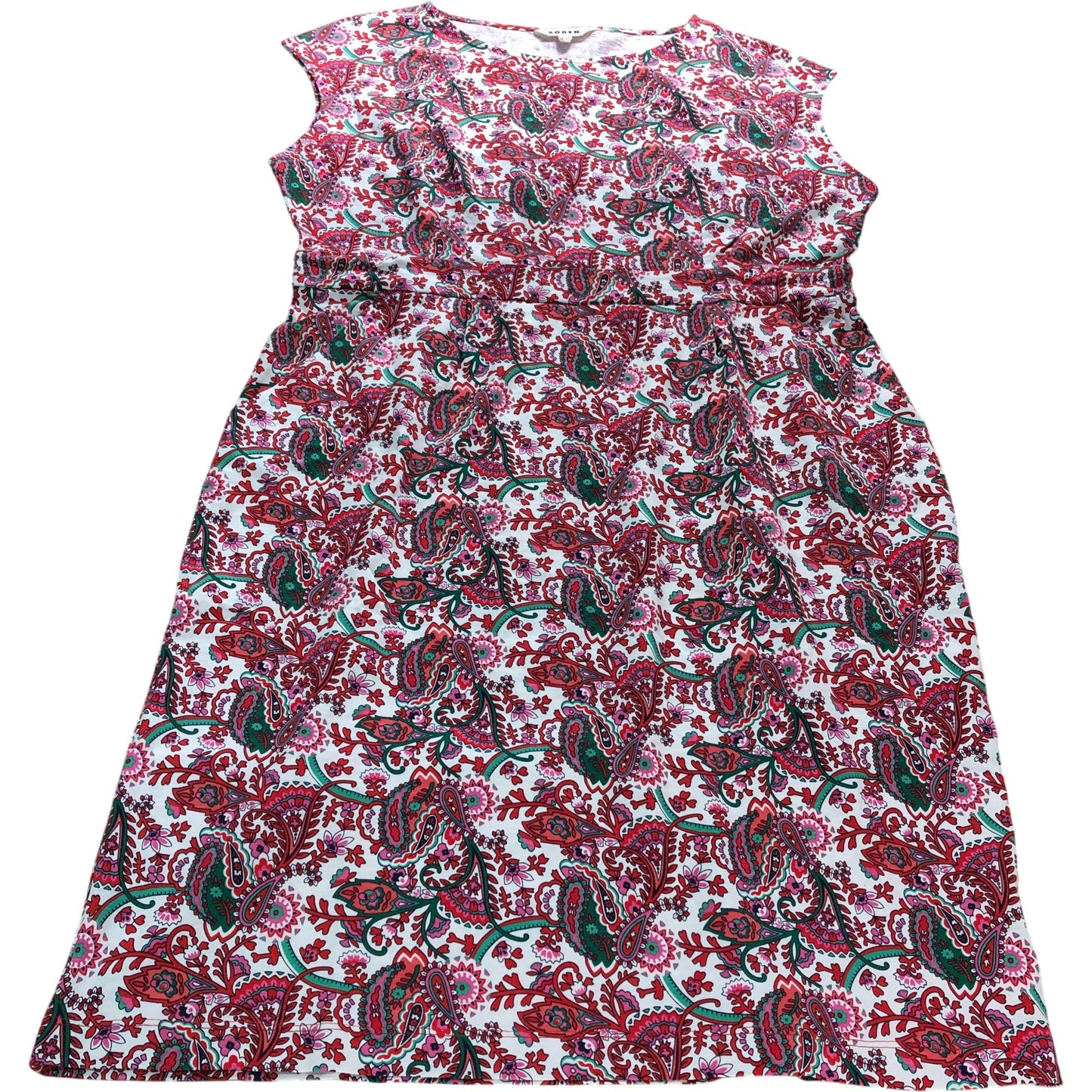 White Paisley Floral Jersey Dress - Size 22