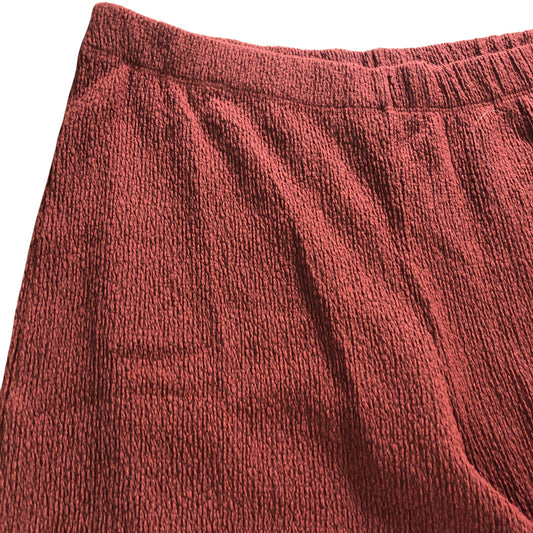 River Island Textured Wide Leg Trousers Women's Cotton Blend Rust Red Small