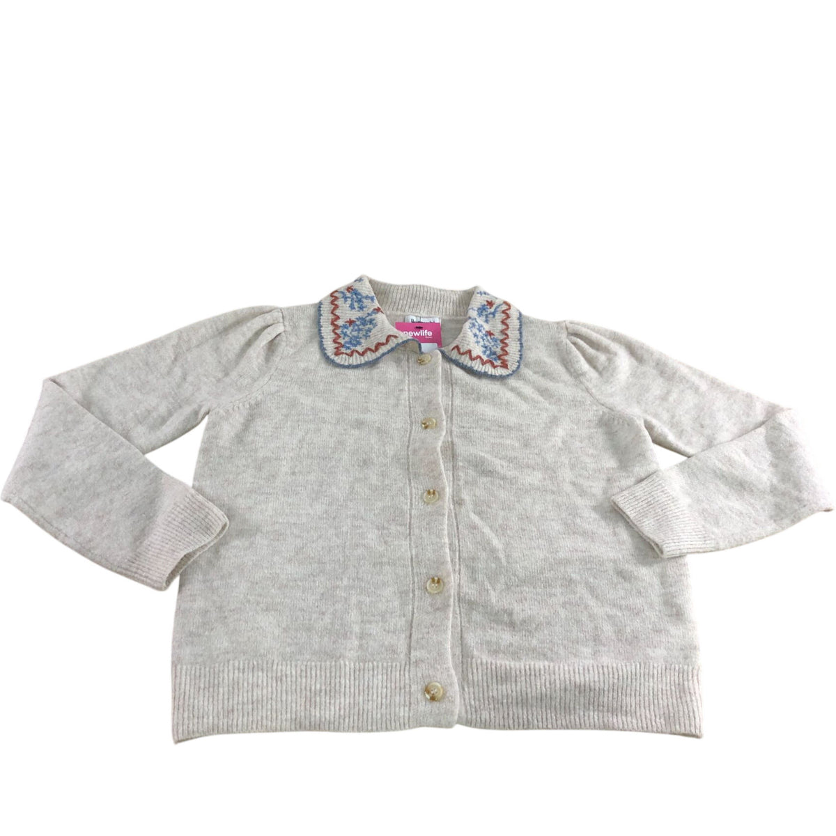 Cardigan Size 10 Women's Beige Embroidered Collar