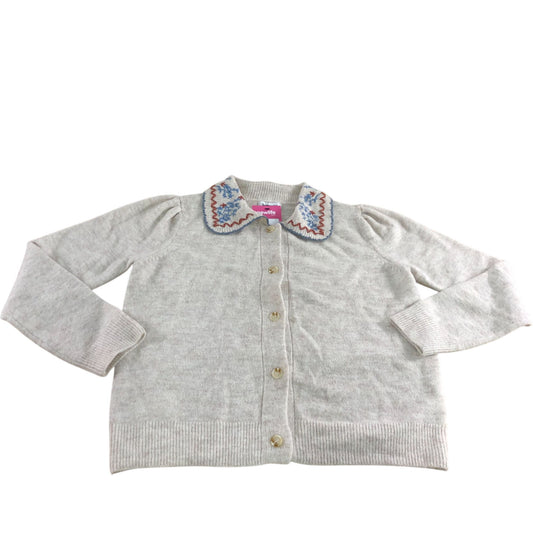 Cardigan Size 10 Women's Beige Embroidered Collar
