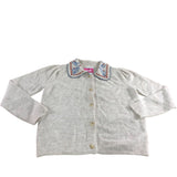 Cardigan Size 10 Women's Beige Embroidered Collar