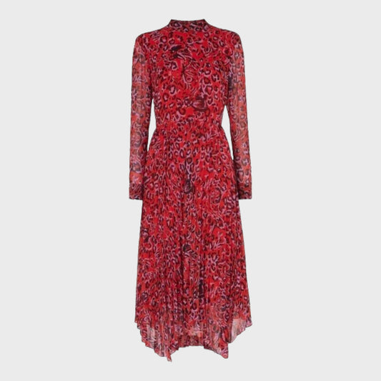Branded Red and Pink Jungle Cat Print Dress