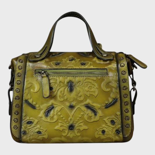 FEIGITOR Embossed Leather Satchel Crossbody Bag - Green