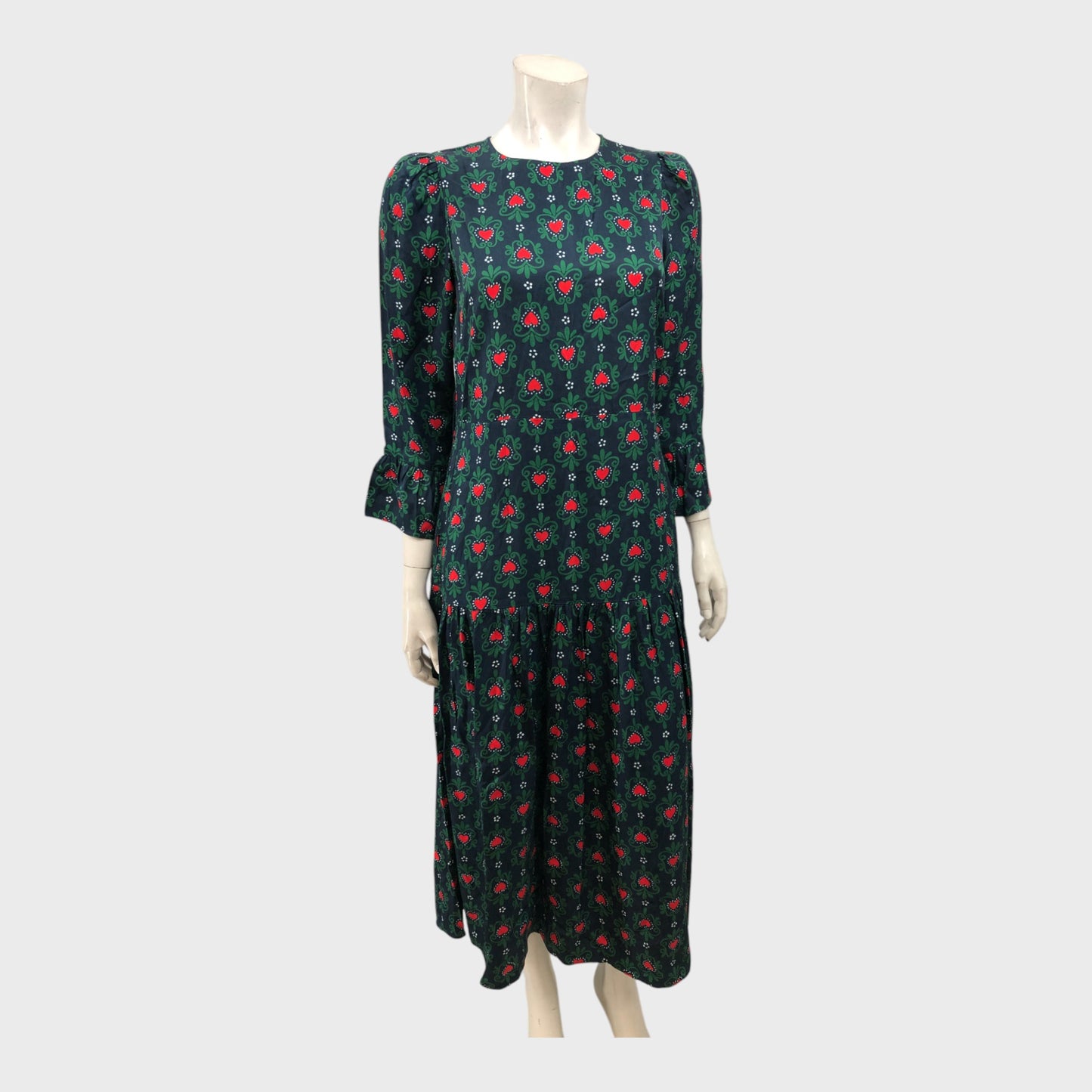 Kitri Navy Heart Print Dress - Size 10